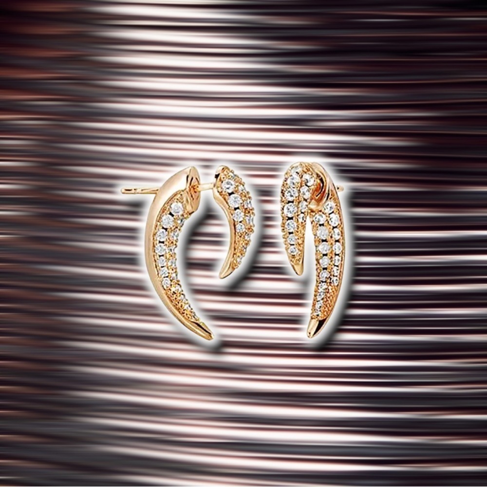 NEW Designer Rose Gold-Plated CZ Encrusted Claw Talon Earrings Celeb Favorite